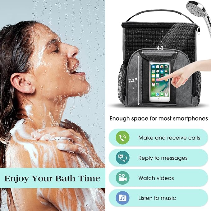 Attmu Mesh Shower Caddy Portable Dorm Tote Bag, Quick Dry Hanging Toiletry Bag, Large Capacity Shower Bag for College Dorm Room Essentials for Boys and Girls for Bath Camping (Gray) - Image 5
