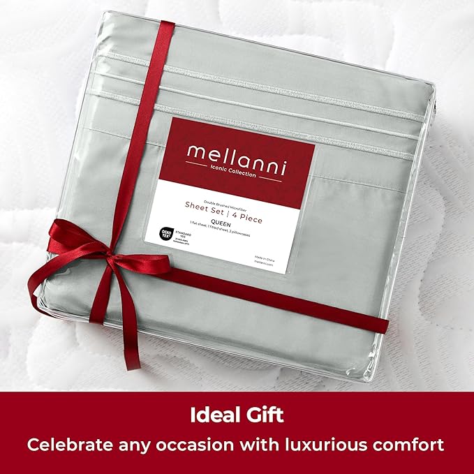 Mellanni Extra Deep Queen Sheets - 4 PC Iconic Collection Bedding - Hotel Luxury, Ultra Soft, Cooling Bed Sheets - Wrinkle, Fade, Stain Resistant (Queen, Spa Mint)