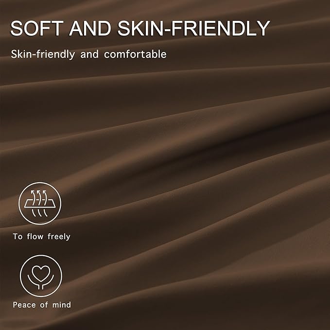 Monbix King Comforter Set - 7 Pieces Chocolate Brown Bed in a Bag King Size Bedding Sets with Comforters, All Seasons Comforter with Sheets, Pillowcases & Shams