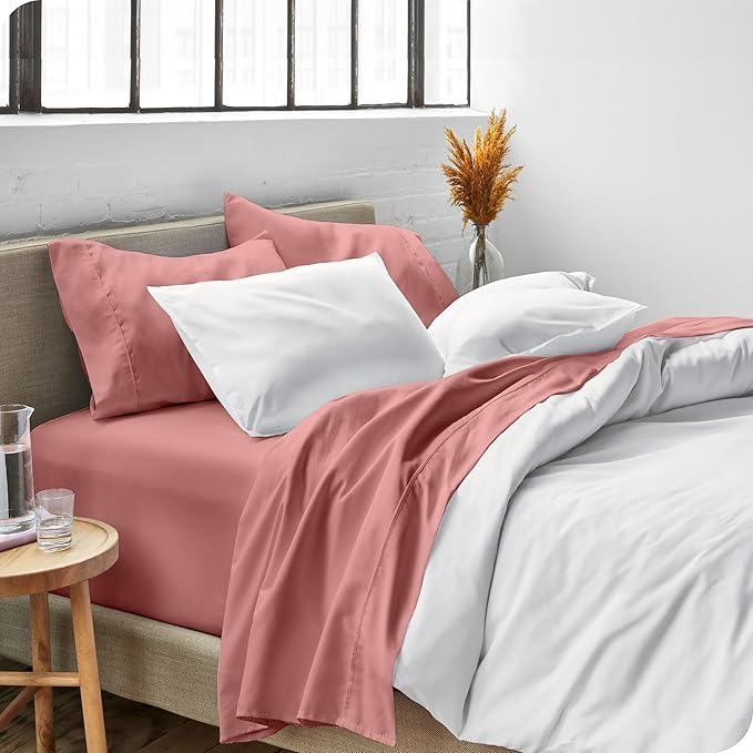 Bare Home Twin XL Sheet Set - 1800 Ultra-Soft Microfiber Twin Extra Long Bed Sheets - Double Brushed - Deep Pockets - Easy Fit - 3 Piece Set - Bedding Sheets & Pillowcases (Twin XL, Dusty Rose)