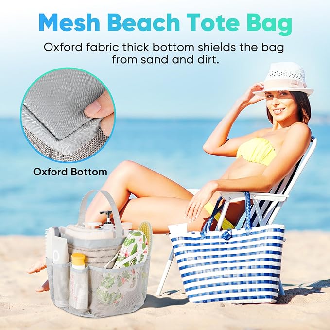 EUDELE 2 Pack Mesh Shower Caddy Portable for College Dorm Room Essentials, Shower Caddy Dorm with 8-Pocket Large Capacity,Shower Bag for Beach,Swimming,Gym All Black+All Grey - Image 5