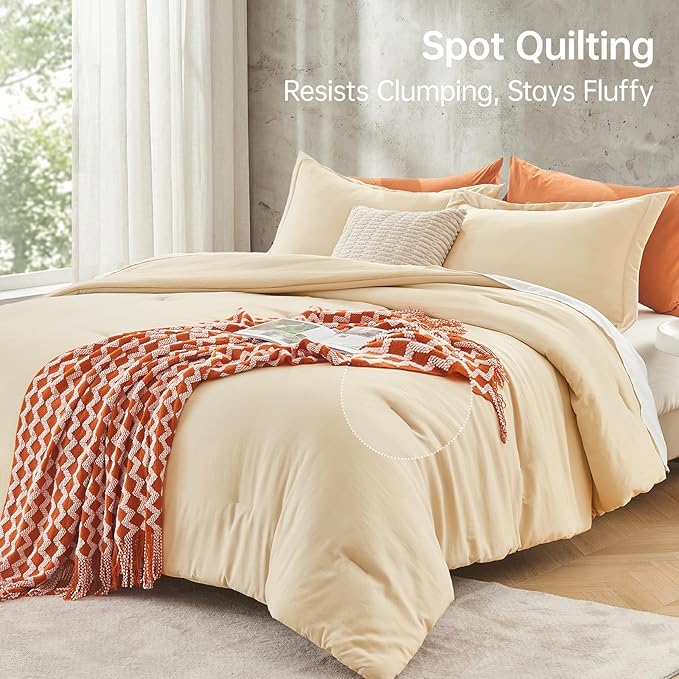 MUXHOMO King Size Comforter Set, All Season Ultra Soft Down Alternative Bedding - 3 Piece Lightweight Bed Set Includes 1 Comforter (104"x90") and 2 Pillow Shams (20"x36"), Light Yellow