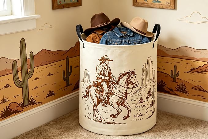 Kids Laundry Basket Cow Boy Hamper for Nursery Boys Hamper Cute Kids Storage Bin Organizer Room Decor for Home(Cow boy) - Image 6