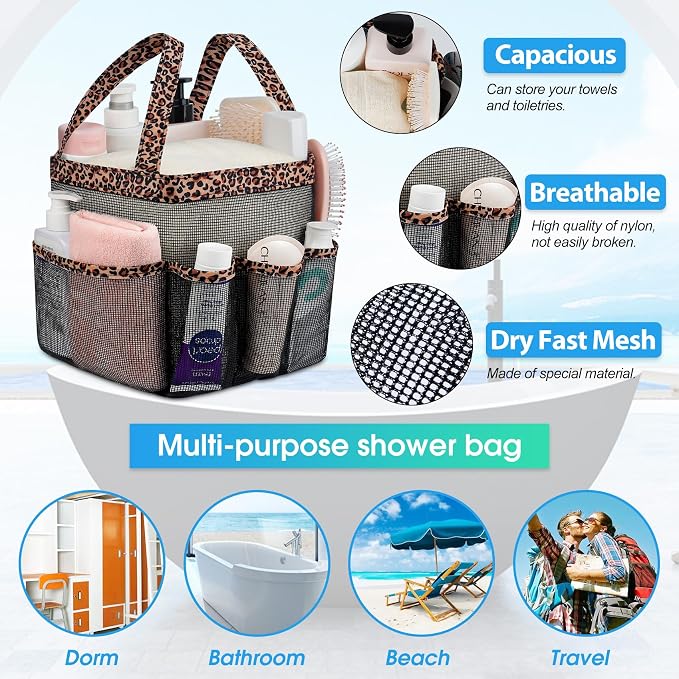 Attmu Mesh Shower Caddy Portable for College Dorm Room Camping Essentials, Shower Caddy Dorm with 9-Pockets, Large Capacity Hanging Basket Bathroom Bag for Toiletry, Swimming, Gym, Camp, Beach - Image 2