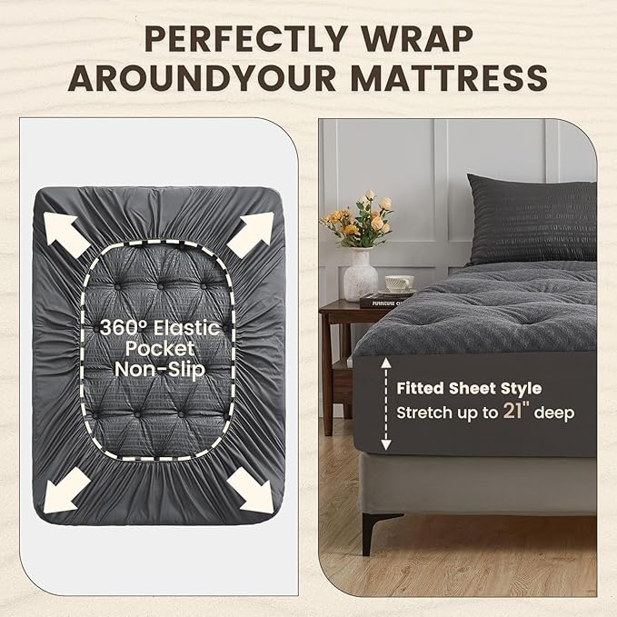 QUIETSEA Reversible Sofa Full Mattress Pad Memory Foam Mattress Topper, Bamboo Viscose Egg Crate Mattress Topper Sofa Full,Noiseless Waterproof Mattress Cover with Deep Pocket up to 21"(54"x72",Grey)