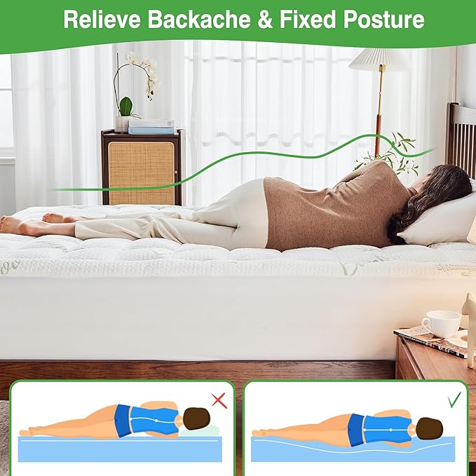 Full Mattress Pad Cover, Viscose Made from Bamboo Pillow Top Cooling Mattress Topper for Full Size Bed, 6-21 inches Deep Pocket, 54x75 inches