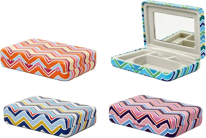 Kikkerland Portable Striped Travel Jewelry Storage Case with Mirror - OR108-A Random Style by KikkerlandDesignInc