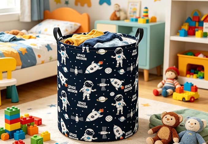 Baby Laundry Hamper kids laundry Basket Waterproof Laundry Bag for Bedroom Toy Clothes Organizer Room Décor(Astronaut) - Image 5