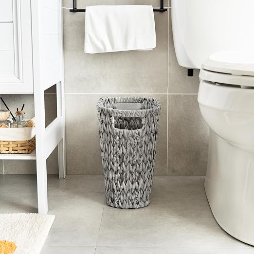 GRANNY SAYS Wicker Waste Basket - Waterproof, Space-Saving, 19L/5Gallon, Bathroom & Bedroom Trash Can - Image 2