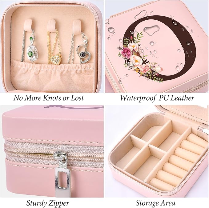Travel Jewelry Case Box Organizer, Personalized Gifts for Women Wife Mom Aunt, Mothers Day Mom Gifts from Daughter Son, Bridal Shower Giftware for Women, Bridesmaid Proposal Unique Presents, Initial O - Image 3