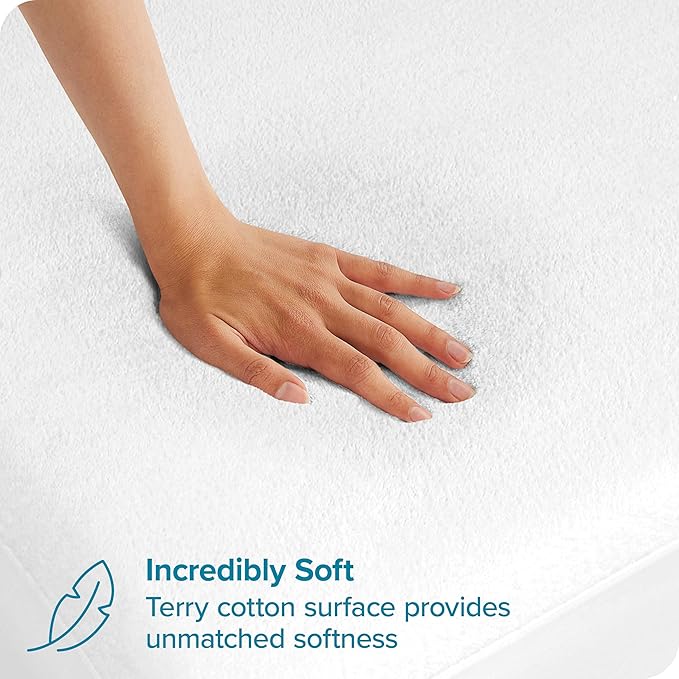 Bare Home Full Size Mattress Protector - 100% Waterproof & Breathable - Premium Cooling Mattress Cover - Protects Against Spills - Vinyl Free Noiseless - Protect Your Mattress (Full, White)