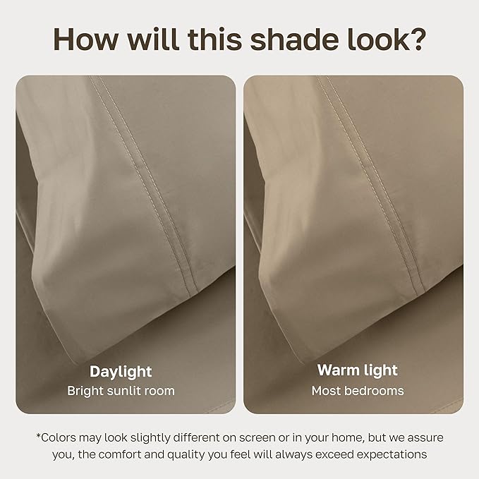 California Design Den Split King Sheet Set - 100% Cotton, Luxury 600 Thread Count, Breathable Split King Size Sheets for Adjustable Bed, Luxury Durable Sheets with Soft Sateen Weave (Cool Taupe)