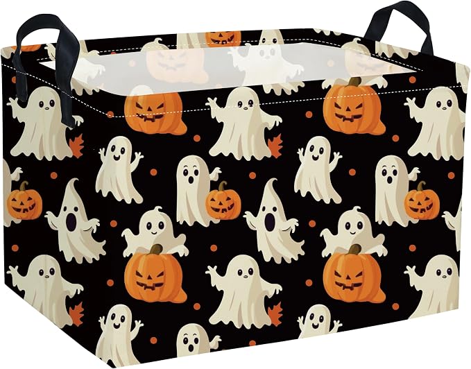 Rectangular Halloween Basket Pumpkin Baskets Trick or Treat Basket Rectangular Organizer Box Room Decor for Halloweens Parties(Black Halloween) by DDBASKET
