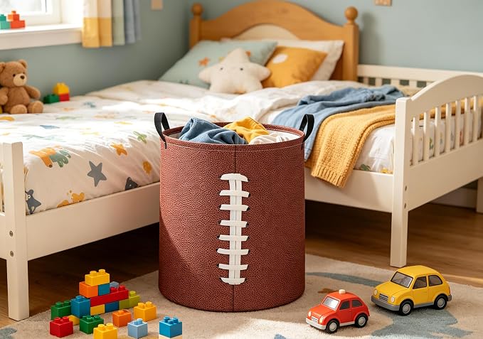 Baby Laundry Hamper kids laundry Basket Waterproof Laundry Bag for Bedroom Toy Clothes Organizer Room Décor(Football) - Image 4