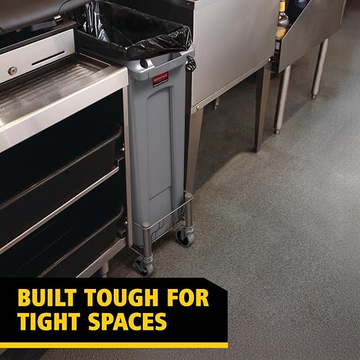 Rubbermaid Commercial Products Slim Jim Plastic Rectangular Trash/Garbage Can with Venting Channels, 23 Gallon, Gray - Image 6