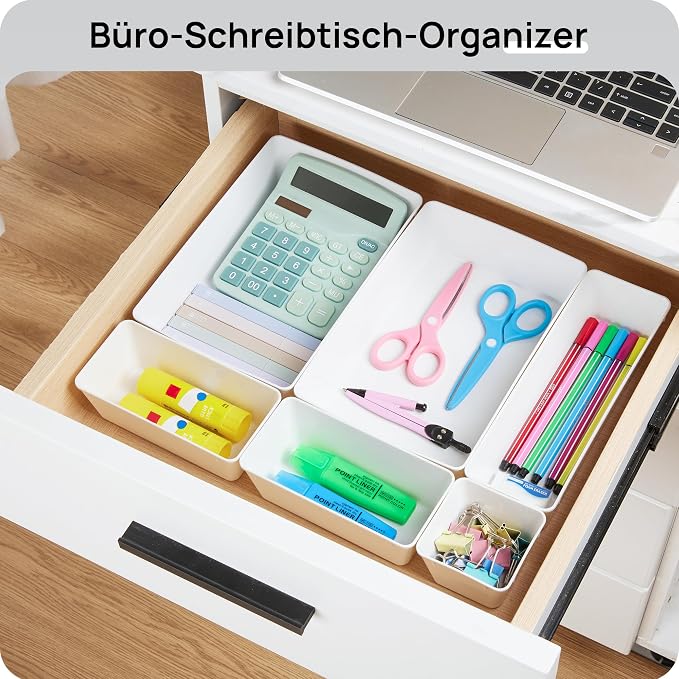 Vtopmart 25 PCS Plastic Drawer Organizers Set, 4-Size Versatile Bathroom and Vanity Drawer Organizer Trays, Storage Bins for Makeup, Bedroom, Kitchen Gadgets Utensils and Office - Image 6