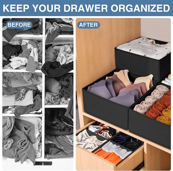 Criusia Drawer Organizer Clothes 12 Pack - Odorless Closet Organizers and Storage for Sock Underwear Bra - Dresser Organizador for Bedroom Organization -Nursery Drawer Divider Trays for Baby Clothes - Image 2