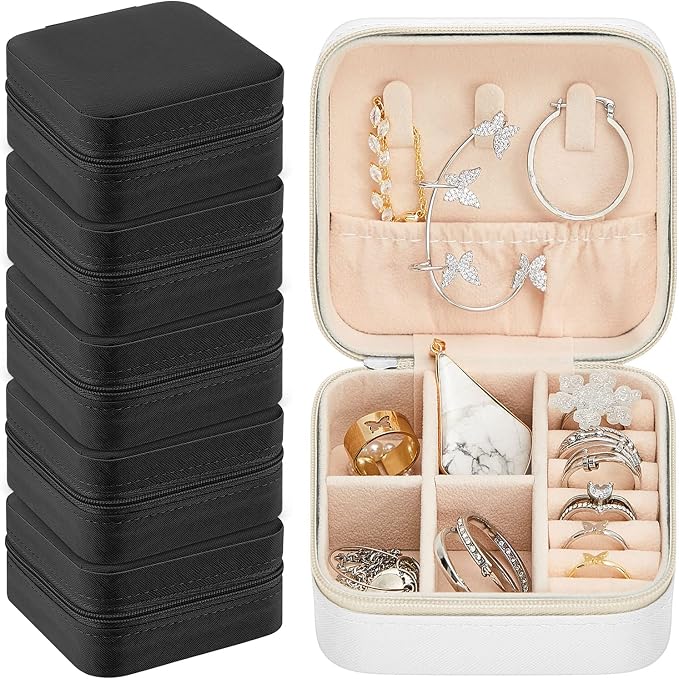 Taiyin Travel Jewelry Case, Bridesmaid Gifts Mini Jewelry Organizer, PU Leather Portable Earring Box for Women Girls by Taiyin
