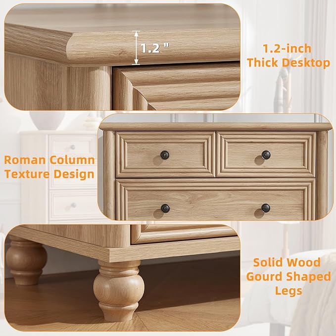 RWYHG Farmhouse 6 Drawer Dresser, 15.75"D x 31.5"W x 43.5"H Chest of Drawers for Bedroom, Natural Tall Dresser with 4 Solid Wood Feet, Wood Storage Dressers Organizer for Living Room Hallway Closet
