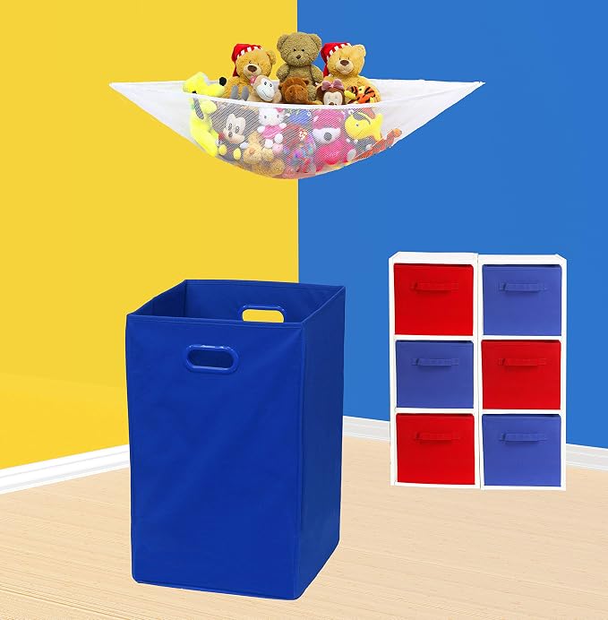 Simple Houseware Foldable Closet Laundry Hamper Basket, Dark Blue - Image 3