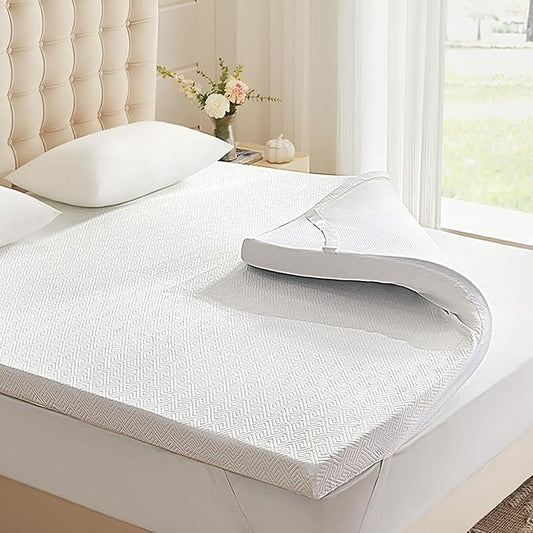 3 Inch Memory Foam Mattress Topper Twin XL, Memory Foam Pad with Removable & Washable Cover, Bed Topper for Back Pain, Non-Slip Ventilated Design, Twin XL Size