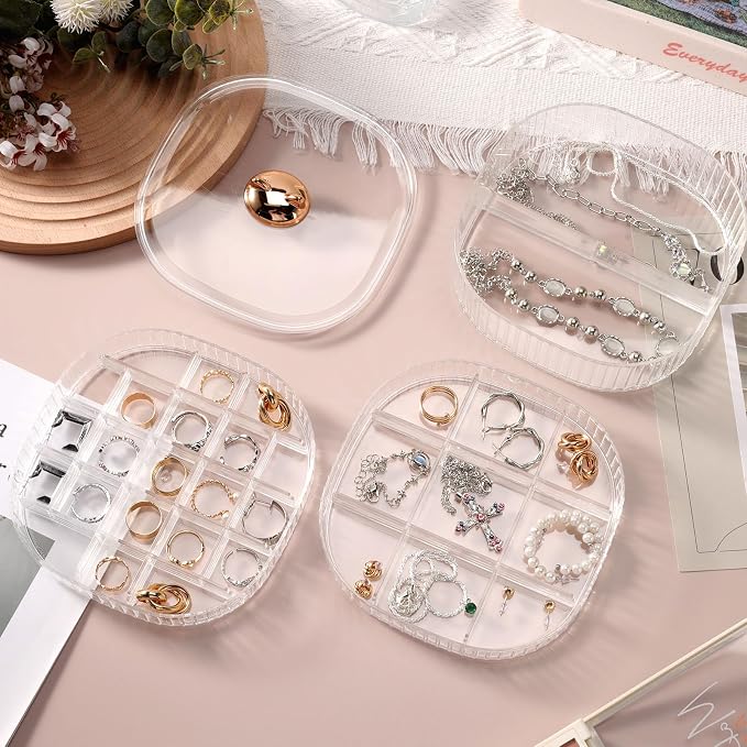 Sunkaioo Earring Organizer,Stackable 3-Layers Clear Jewelry Box with Lid,Stud Earring Organizer for Women Girls,Earring Box Display Holder for Earrings Ring Studs Bracelet Necklace Crafts (Clear) - Image 3