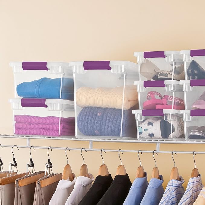 Sterilite 24-Pack 27 Quart ClearView Latch Box, Stackable Organizer Bins with Latching Lids - Clear Plastic Organization Containers for Closet, Bedroom, Shelving Units and Everyday Home Storage - Image 5