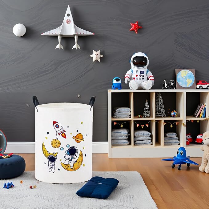 Baby Laundry Basket Baby Nursery Hamper Kids Laundry Basket Toy Storage Bin for Boys Room Decor Gift Baskets for Bedroom Bathroom(Astronaut) - Image 3