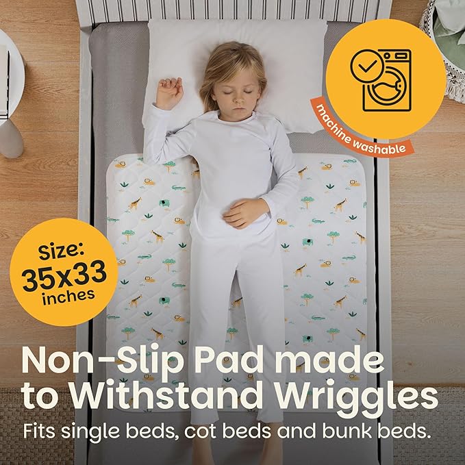 Lynmark® Potty Training Mattress Protector Pee Pads for Kids - Waterproof Toddler Bed Wetting Mat for Toilet Training - Non-Slip Washable Bedwetting Topper Absorbs Up to 2000ml - 35" x 33", Explorer