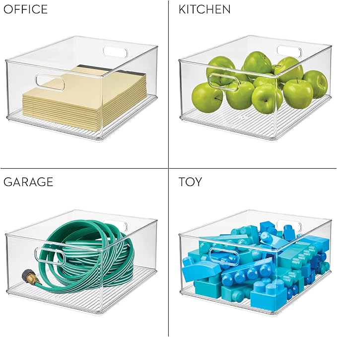 iDesign Recycled Plastic Stackable Storage Bin with Handles - Clear - Image 7