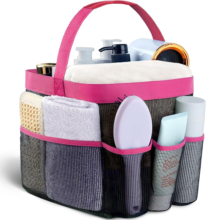 Attmu Mesh Shower Caddy Portable for College Dorm Room Camping Essentials, Shower Caddy Dorm with 9-Pockets, Large Capacity Hanging Basket Bathroom Bag for Toiletry, Swimming, Gym, Camp, Beach by Attmu