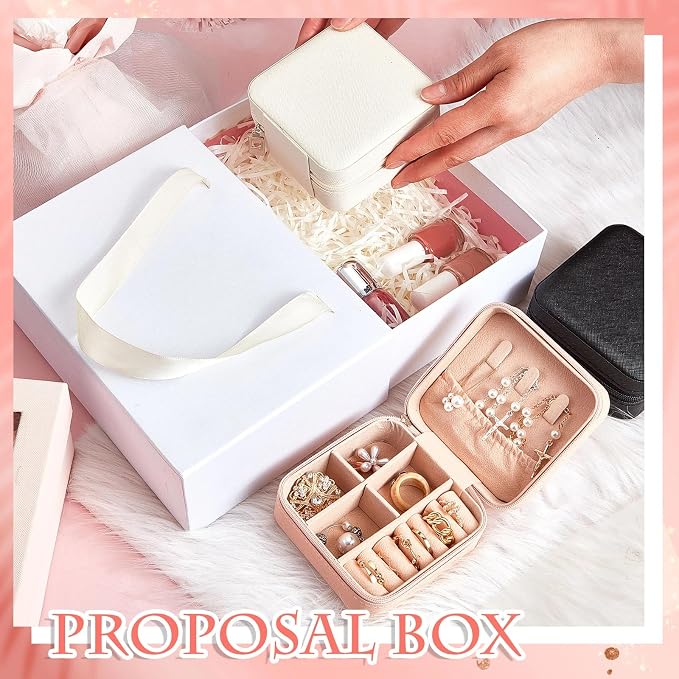Taiyin Travel Jewelry Case, Bridesmaid Gifts Mini Jewelry Organizer, PU Leather Portable Earring Box for Women Girls - Image 3