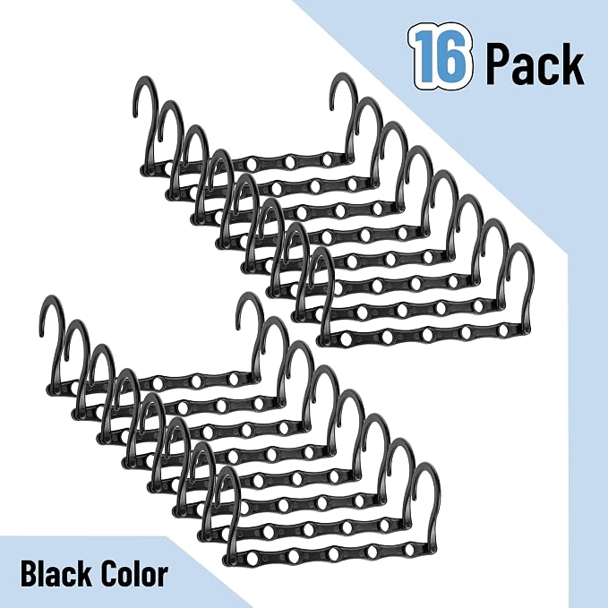 Mr. Pen- Space Saving Hangers for Clothes, 16 pcs, Black, Plastic Multi Clothes Hangers Space Saving, 5 Slots, 360° Rotating Hooks - Image 2
