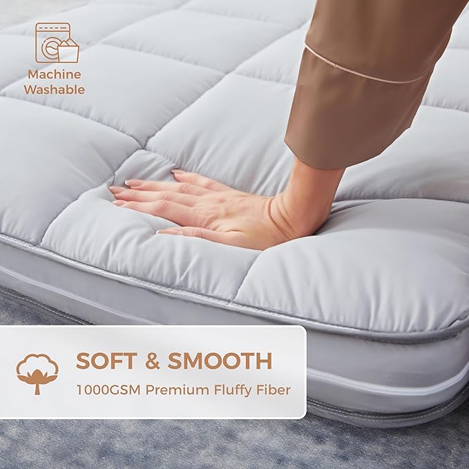 3Inch Small Single Mattress Topper Cover(Only Cover),Cot Mattress Protector Bedding,Foam and Latex Mattress Cover with Zipper,Pillow Top and Bottom(72 x 24”) Gray