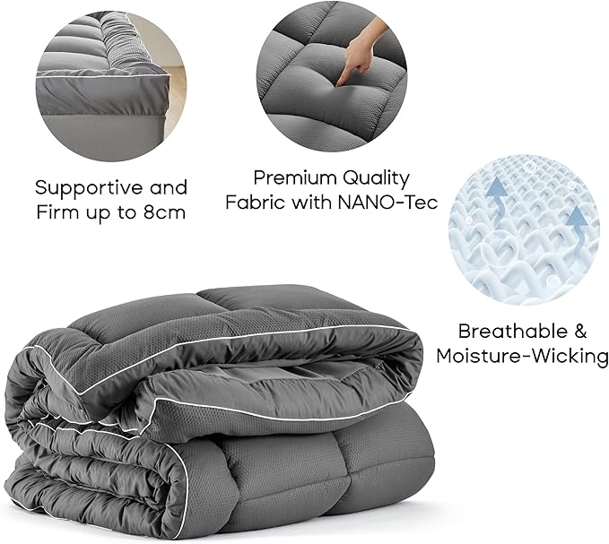 Sonive Twin XL Mattress Protector, Extra Thick Pillow-Top Mattress Topper with Premuim 1000gsm Alternative Filling, Fluffy Soft Quilted Mattress Pad, Mattress Cover Oeko-Tex Certified Grey