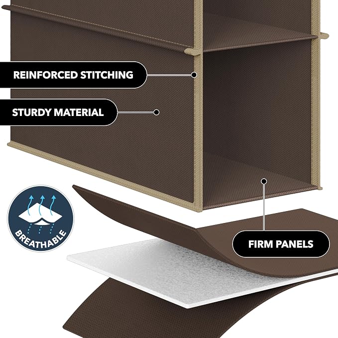 Simple Houseware 10 Shelves Hanging Shoes Organizer Holder for Closet, Brown - Image 5