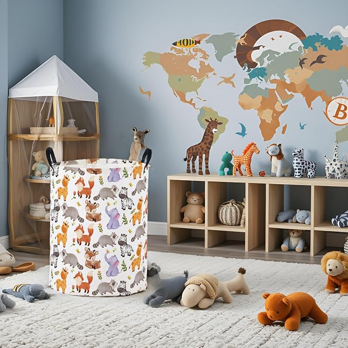 Baby Laundry Basket Baby Nursery Hamper Kids Laundry Basket Toy Storage Bin for Boys Room Decor Gift Baskets for Bedroom Bathroom(Animal) - Image 4
