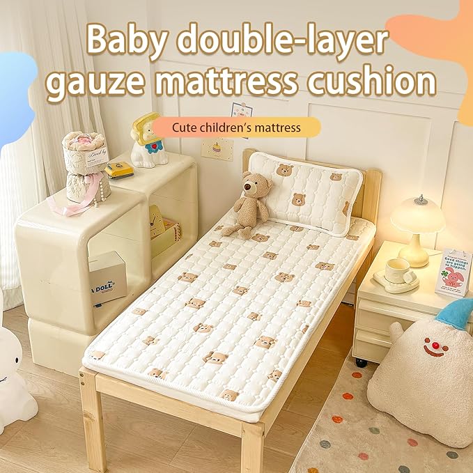 Baby Crib Mattress Cover Protector, Toddler Mattress 100% Cotton Mini Baby Mattress Protector Cushion,Toddler Mattress Topper。Cot Mattress Pad, Crib Cushion Bed Sheets