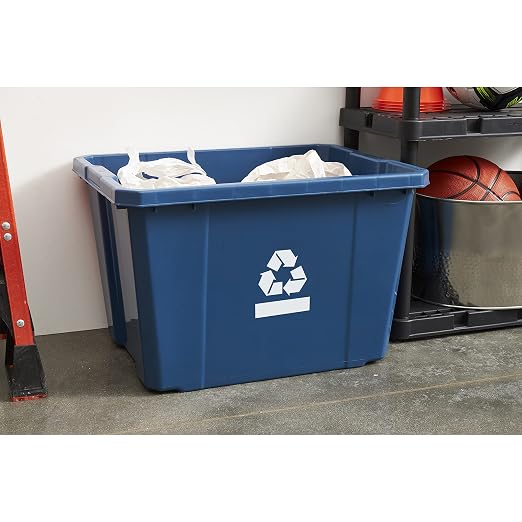 Gracious Living Medium Curbside Blue Box, Plastic 17 Gallon/64 Litre Home Trash Can Refuse and Recycling Bin Container with Built-in Handles (6 Pack) - Image 8