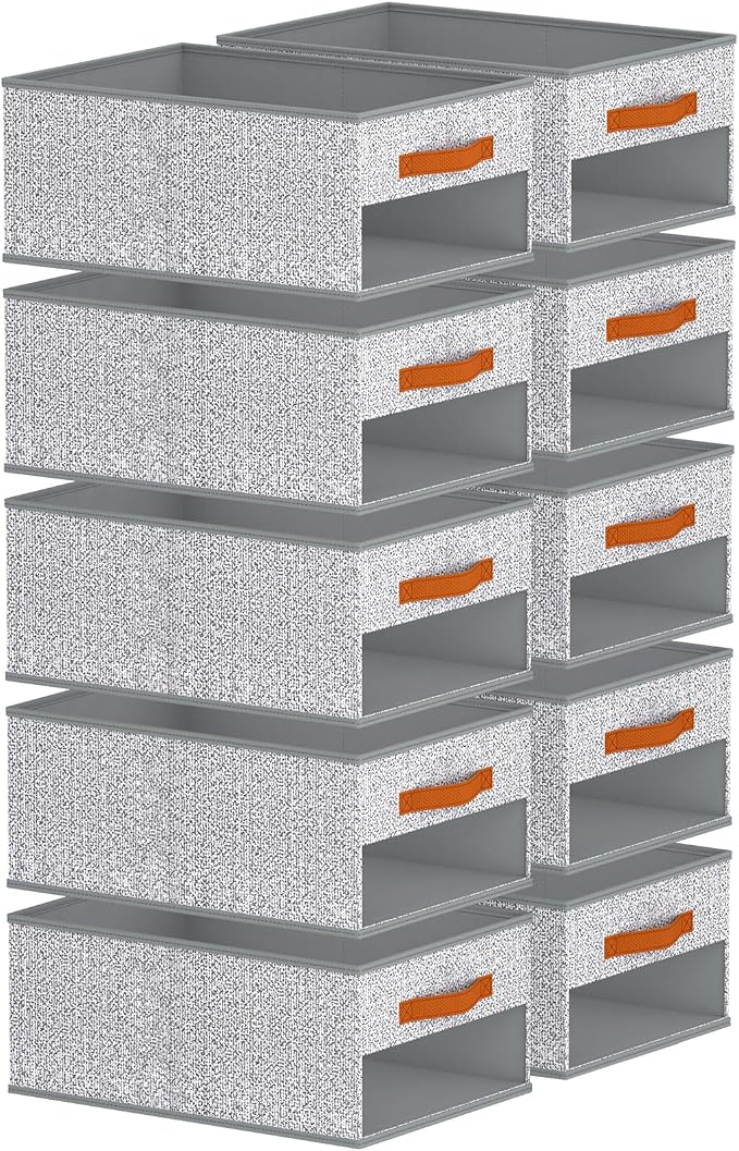 Homsorout Drawer Organizers and Storage - 10 Pack Foldable Pants Organizer with Clear Window & Handles, Fabric Closet Organizer for Clothes, Jeans, Sweaters, Towels, T-shirt, Scarf (Ant Light Gray) - Image 9
