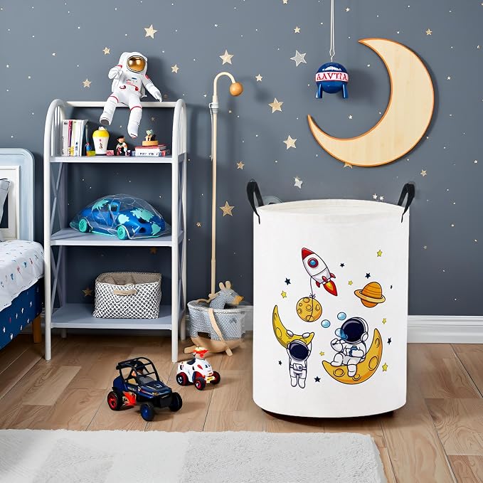 Baby Laundry Basket Baby Nursery Hamper Kids Laundry Basket Toy Storage Bin for Boys Room Decor Gift Baskets for Bedroom Bathroom(Astronaut) - Image 5