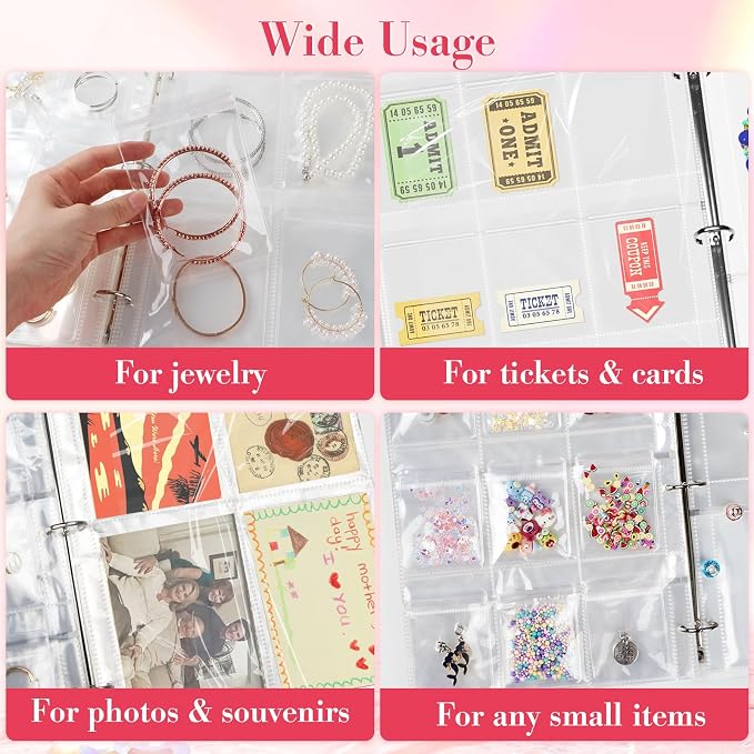 17Dec Large Transparent Jewelry Storage Book with 300 Pockets and 50 Jewelry Pouches,Travel Jewelry Organizer and Storage,Jewelry Binder Organizer for Earring,Bracelet,Necklace - Image 8