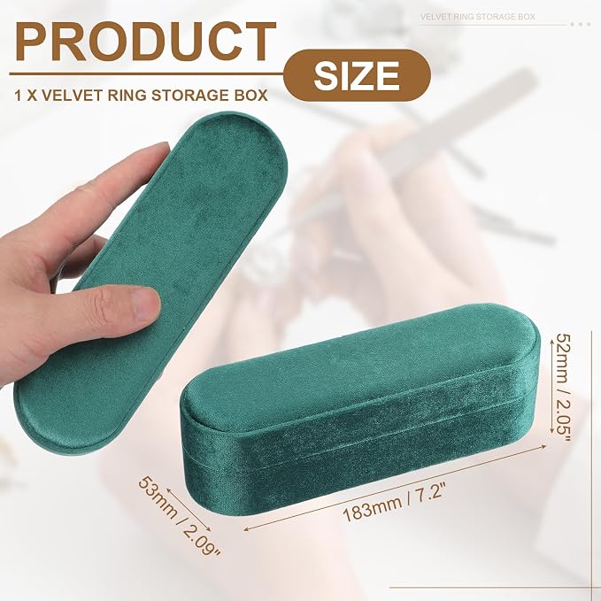 uxcell Velvet Ring Box, 11 Slots Travel Jewelry Case Ring Holder Organizer for Women Gift Proposal Christmas, Dark Green - Image 2