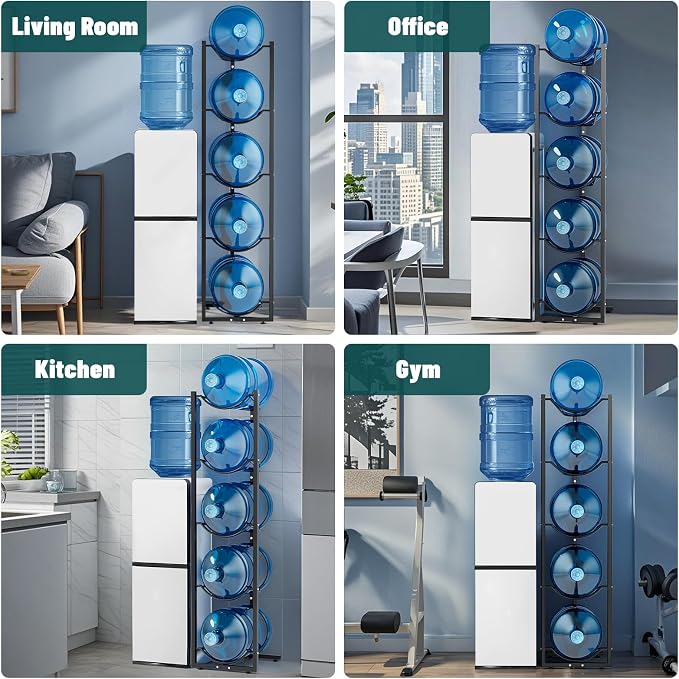 MYLOLF 5 Gallon Water Jug Holder : 4 Tier Water Jug Stand Holder for 5 Gallon Water Dispenser- 5 Gal Water Bottle Storage Rack Organizer for Home Kitchen Garage (5 Tier) - Image 6