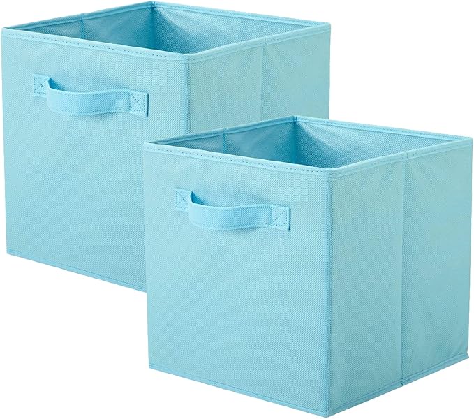 Shellkingdom Storage Bins, Foldable Fabric Storage Cubes And Cloth Storage Organizer Drawer For Closet And Toys Storage,2 Pack（Light Blue） by ShellKingdom