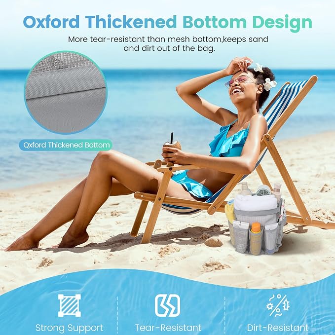 Shower Caddy Portable for College Dorm Room Essentials for Girls with 9 Pockets,Large-Capacity Shower Basket,Quick Dry Toiletry Tote Bag for Women,Outdoor Gym,Travel,Swim,Beach Camping Essentials-Grey - Image 4