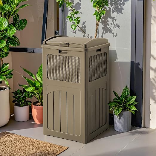 Flamaker 30 Gallon Trash Can, Resin Outdoor Garbage Can with Lid, Waterproof Hideaway Patio Waste Bins for Outside Use (Brown) - Image 6