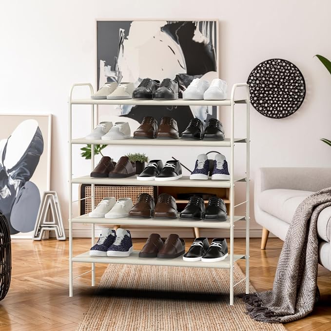 SIMPLE HOUSEWARE 5-Tier Shoe Rack Storage Organizer, White - Image 2
