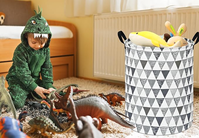 Baby Waterproof Storage Basket Kids Hamper Nursery Bins Organizer Gift Toy Box Laundry Basket for Women Large Canvas Collapsible Chest for Home/Dorm/Office/Room Decor - Image 3