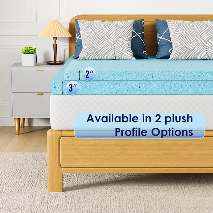PayLessHere 3 Inch Gel Memory Foam Mattress Topper/Cooling Gel Infused Mattress Topper/CertiPUR-US Certified, (Full)